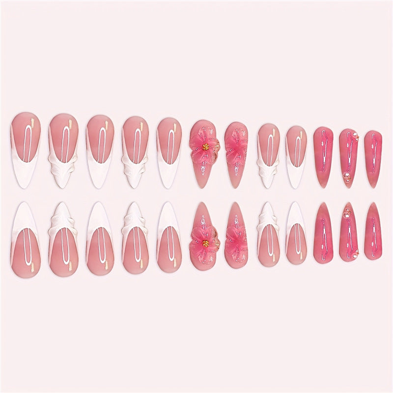 Floral 3D Press-On Nail Art Acalora
