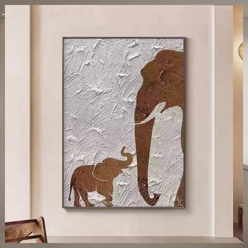 Elephant-Themed Textured Wall Art