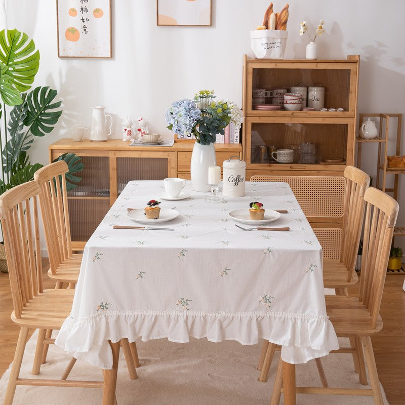 Embroidered Floral Tablecloth