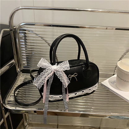 Elegant Lace-Trimmed Bow Handbag Acalora