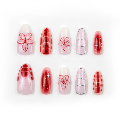 Nail art set with filigree flower and geometric designs Acalora