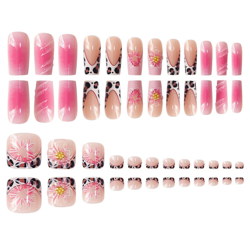 Artistic Floral Press-On Nail Art Acalora
