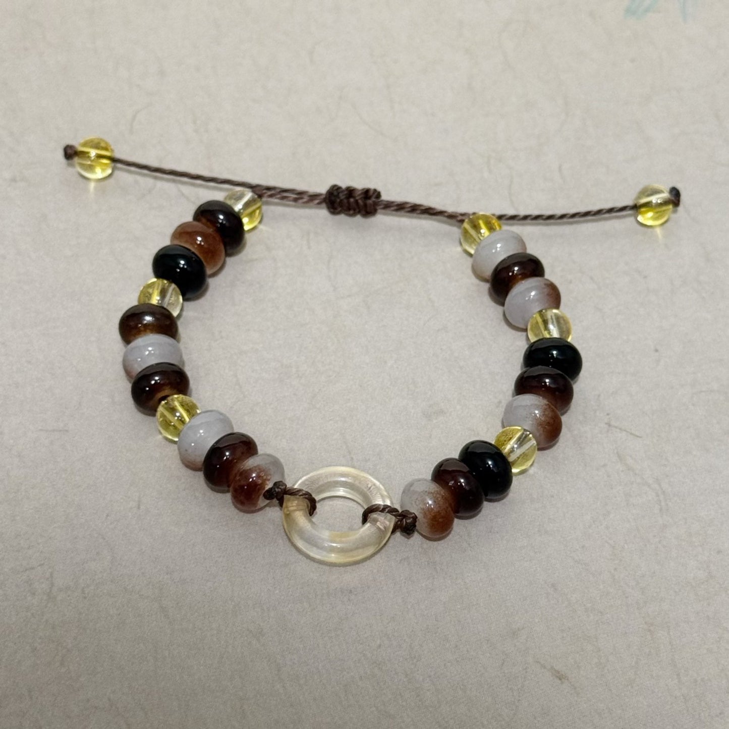 Adjustable Gemstone and Glass Bead Bracelet Acalora
