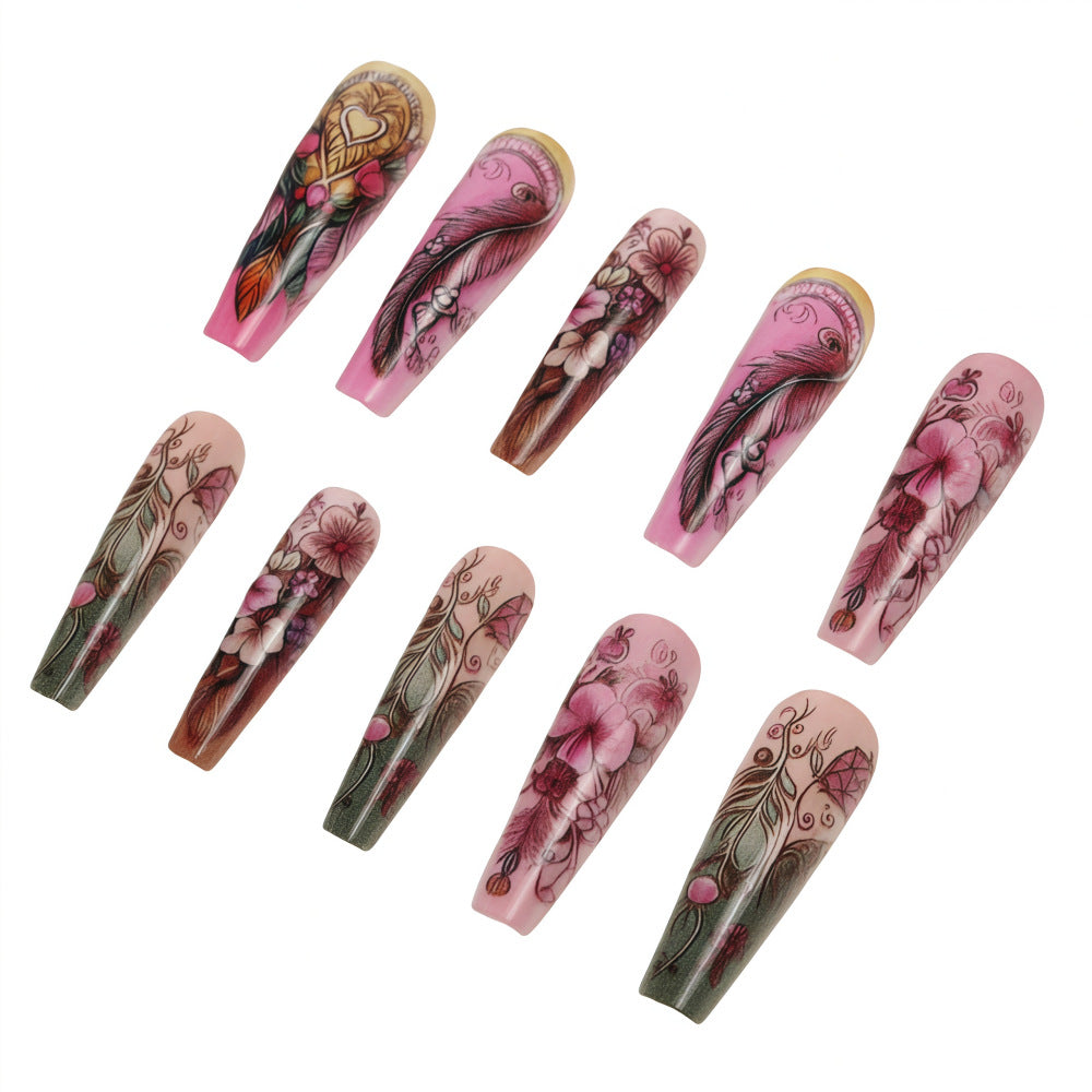 Artificial nails in floral and elegant design Acalora