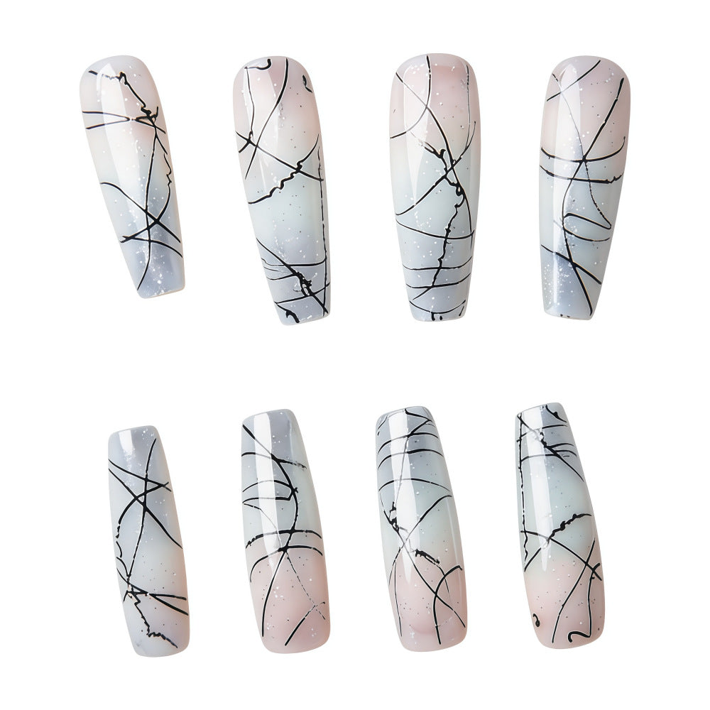 Designer Artificial Nails with Modern Line Style Acalora