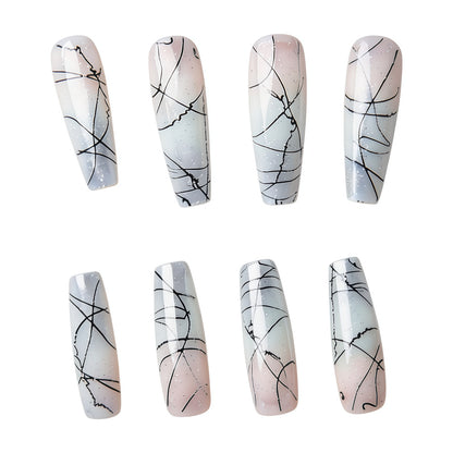 Designer Artificial Nails with Modern Line Style Acalora