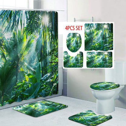 Tropical Jungle Print Shower Curtain