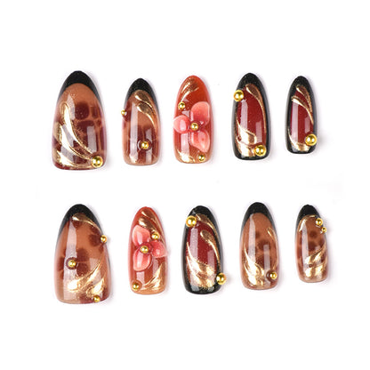 Artistic Floral Design Press-On Nail Tips Acalora