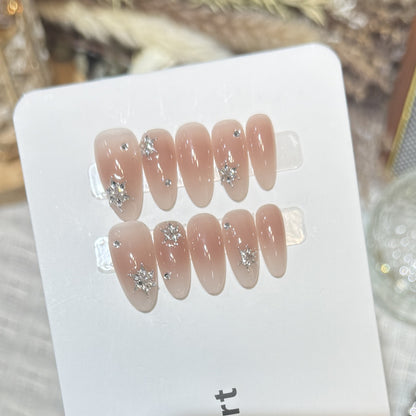 Decorative Press-On Nail Set with Sparkling Star Accents Acalora