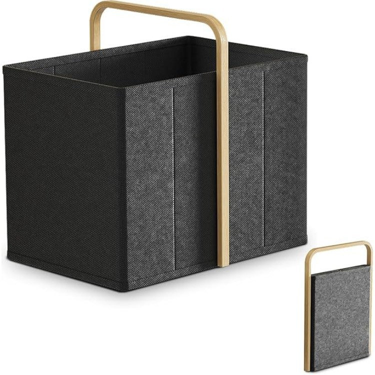 Modern laundry basket with wooden handle Acalora