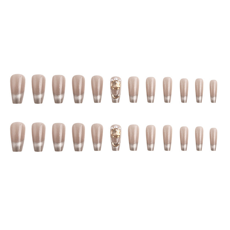 Artificial nail set with glamorous gold and glitter accents Acalora