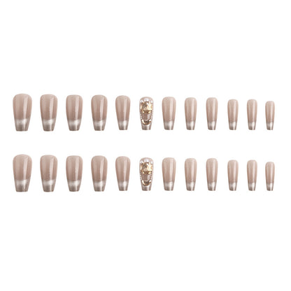 Artificial nail set with glamorous gold and glitter accents Acalora