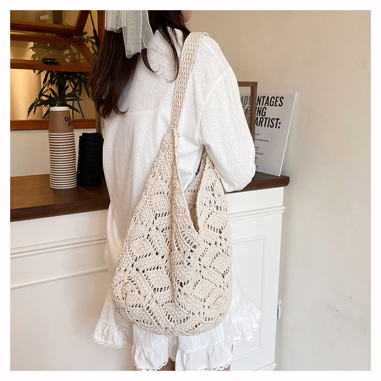 Floral Embellished Crochet Shoulder Bag Acalora