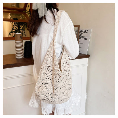 Floral Embellished Crochet Shoulder Bag Acalora