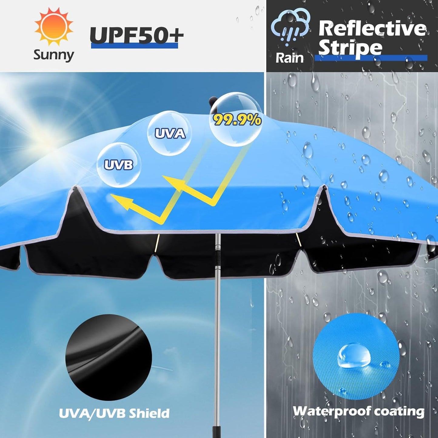 Women's stable beach sun protection umbrella with adjustable mounting system Karnz