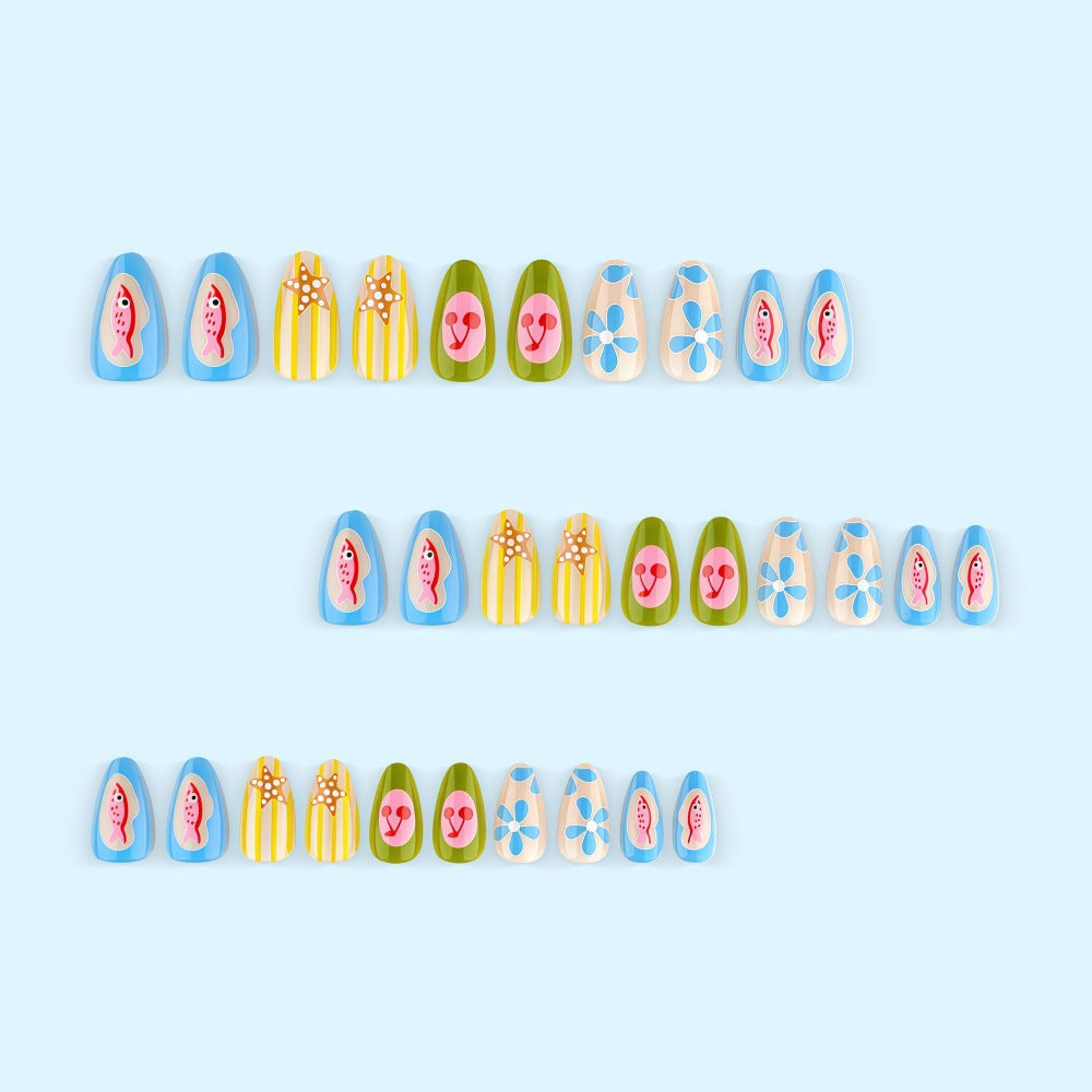 Artificial nails with playful fruit and flower motif Acalora