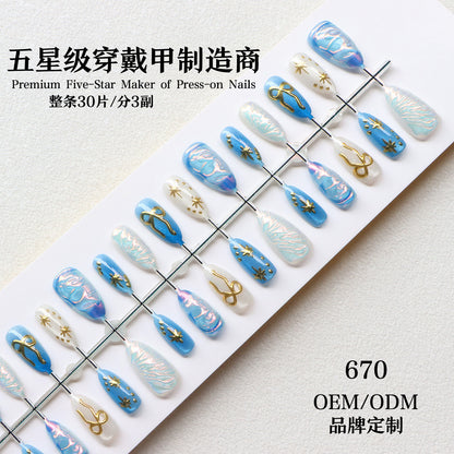 Artistic Nail Art Set with Metallic Accents Acalora