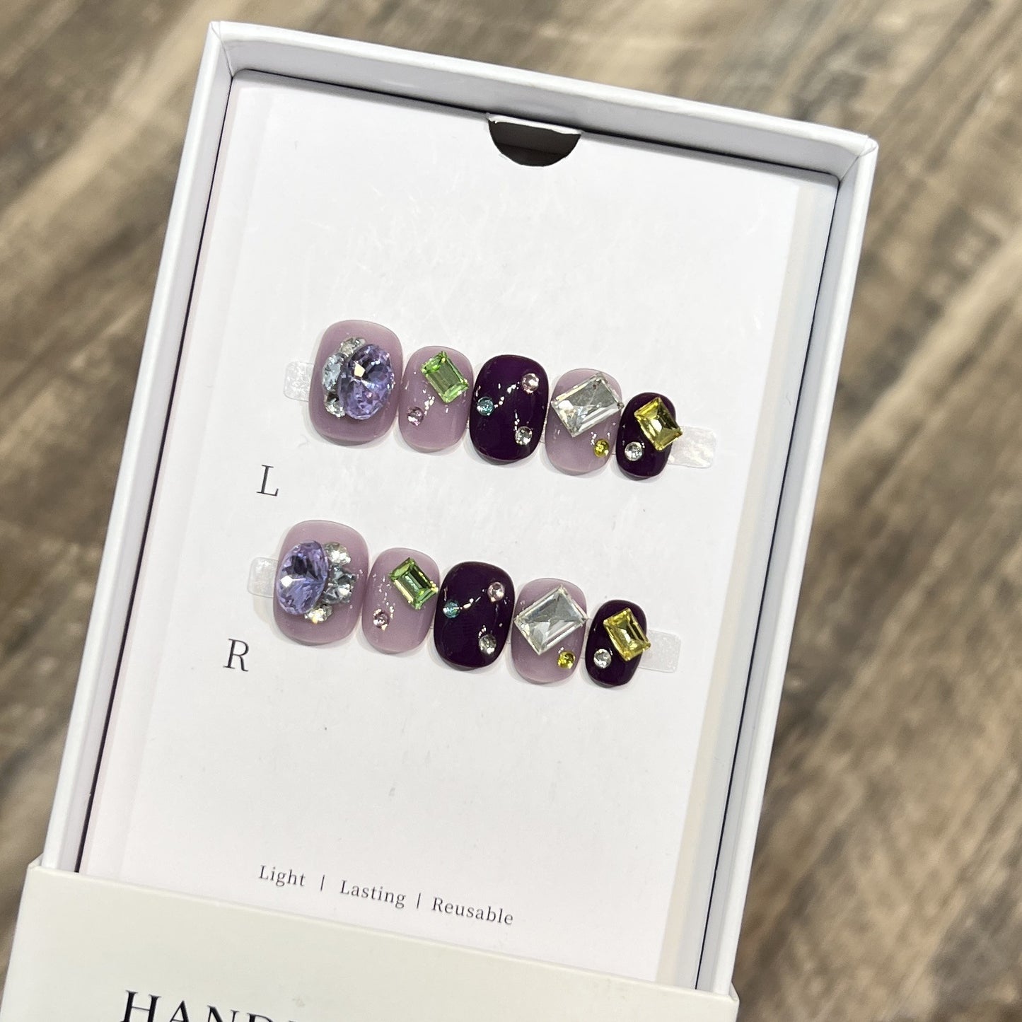 Reusable Gemstone Press-On Nail Art Acalora