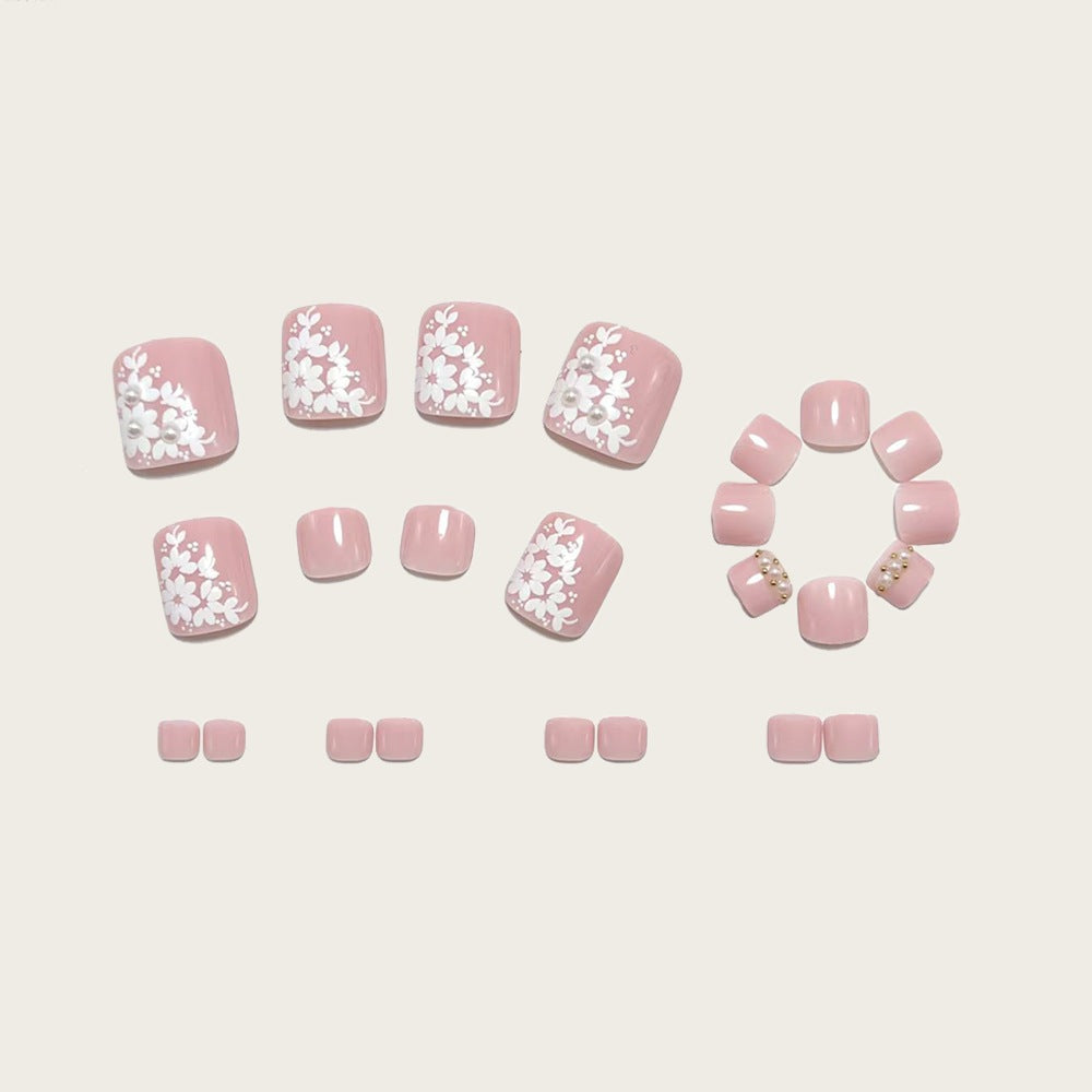 Artificial nails with delicate flower design and elegant accents Acalora