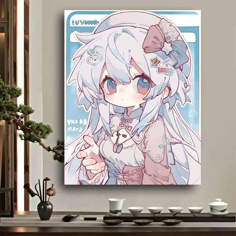 Whimsical Anime Character Canvas Art