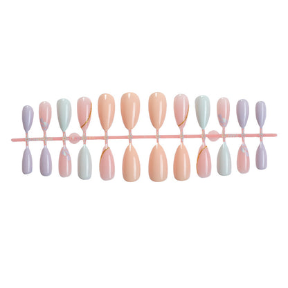 Artistic Press-On Nail Set with Gold Accent Designs Acalora