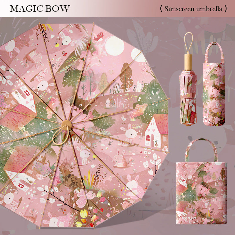 Ladies sun protection umbrella in floral design Bowlift