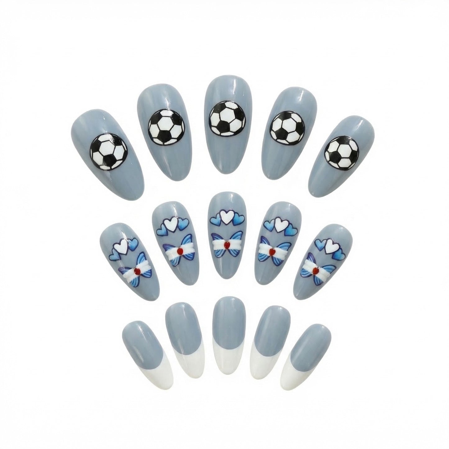 Sporty artificial nails with soccer motif Acalora
