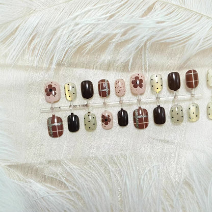 Artificial nails with floral and glittering design Acalora