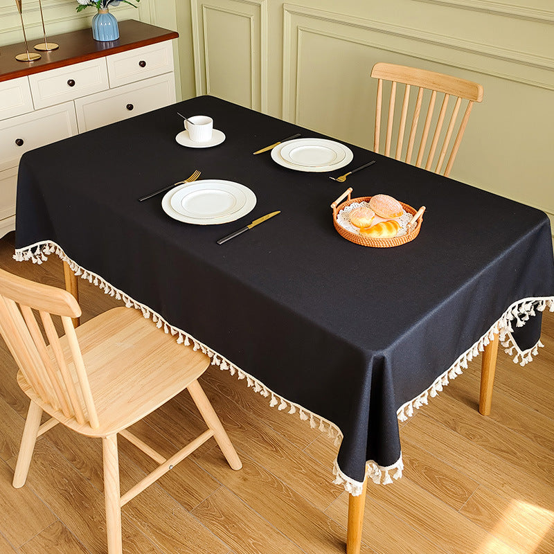 Decorative Tablecloth with Tassel Trim