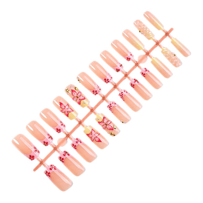 Decorative Floral Embellished Press-On Nails Acalora
