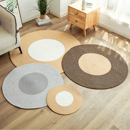 Round natural fiber rugs
