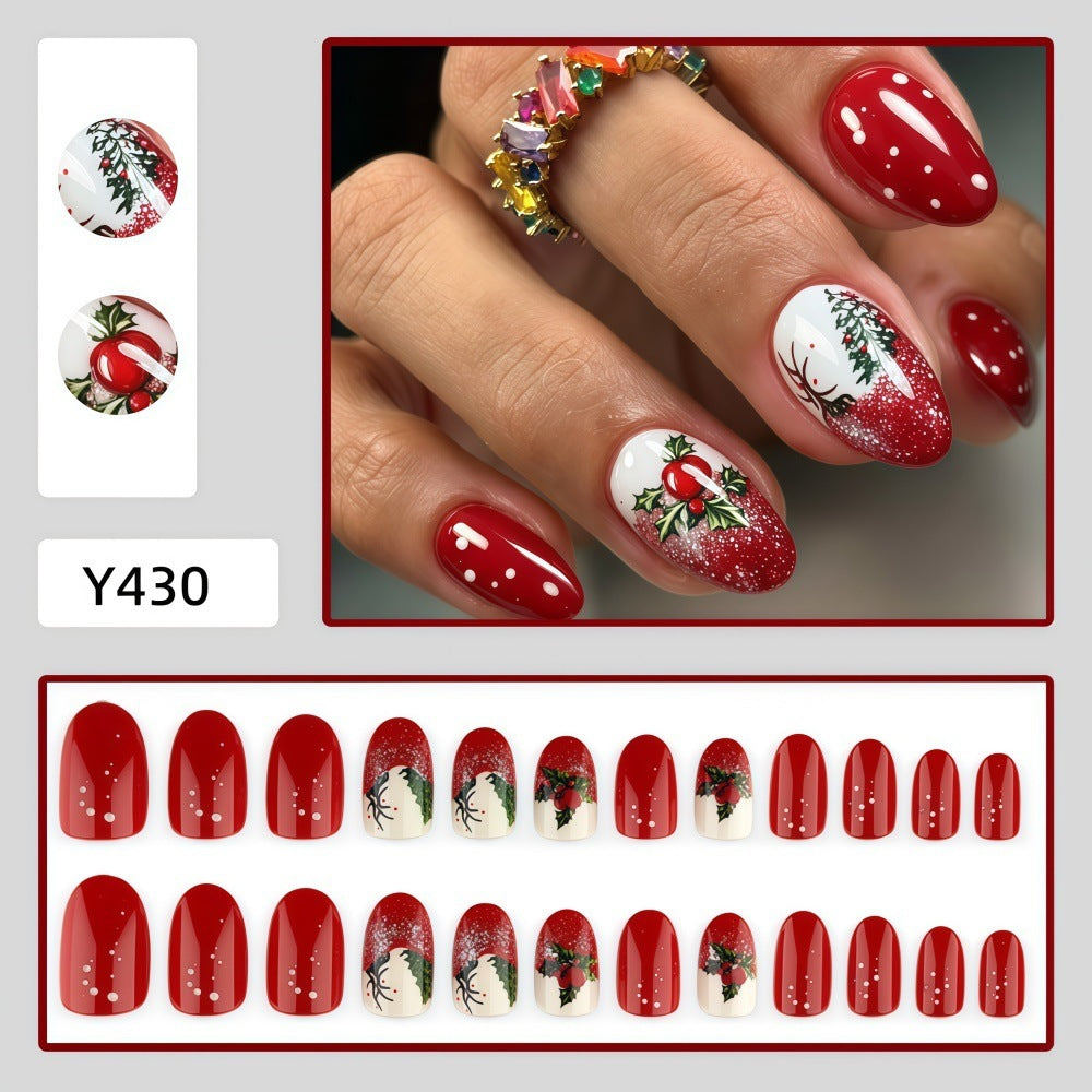 Christmas art nails with festive glitter pattern and Christmas motifs Acalora