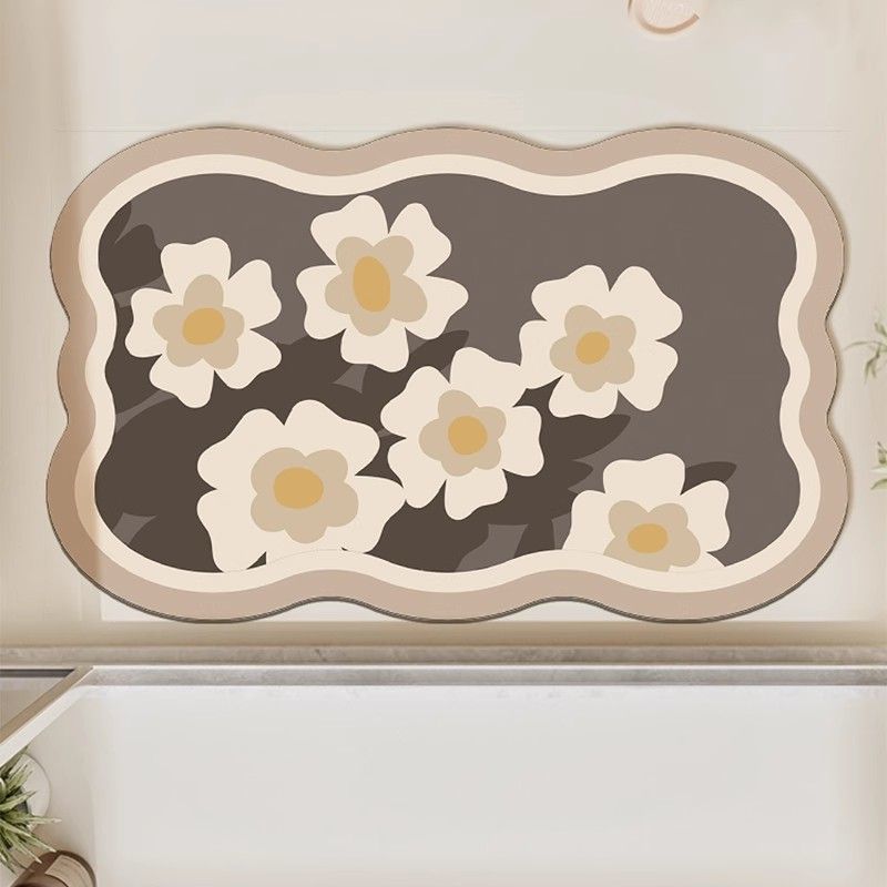 Absorbent Floral Print Bath Mat