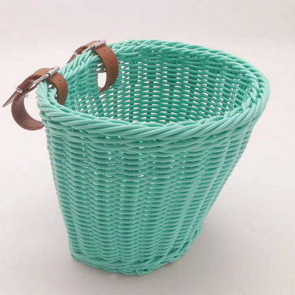 Decorative Woven Storage Basket with Leather Handles Acalora