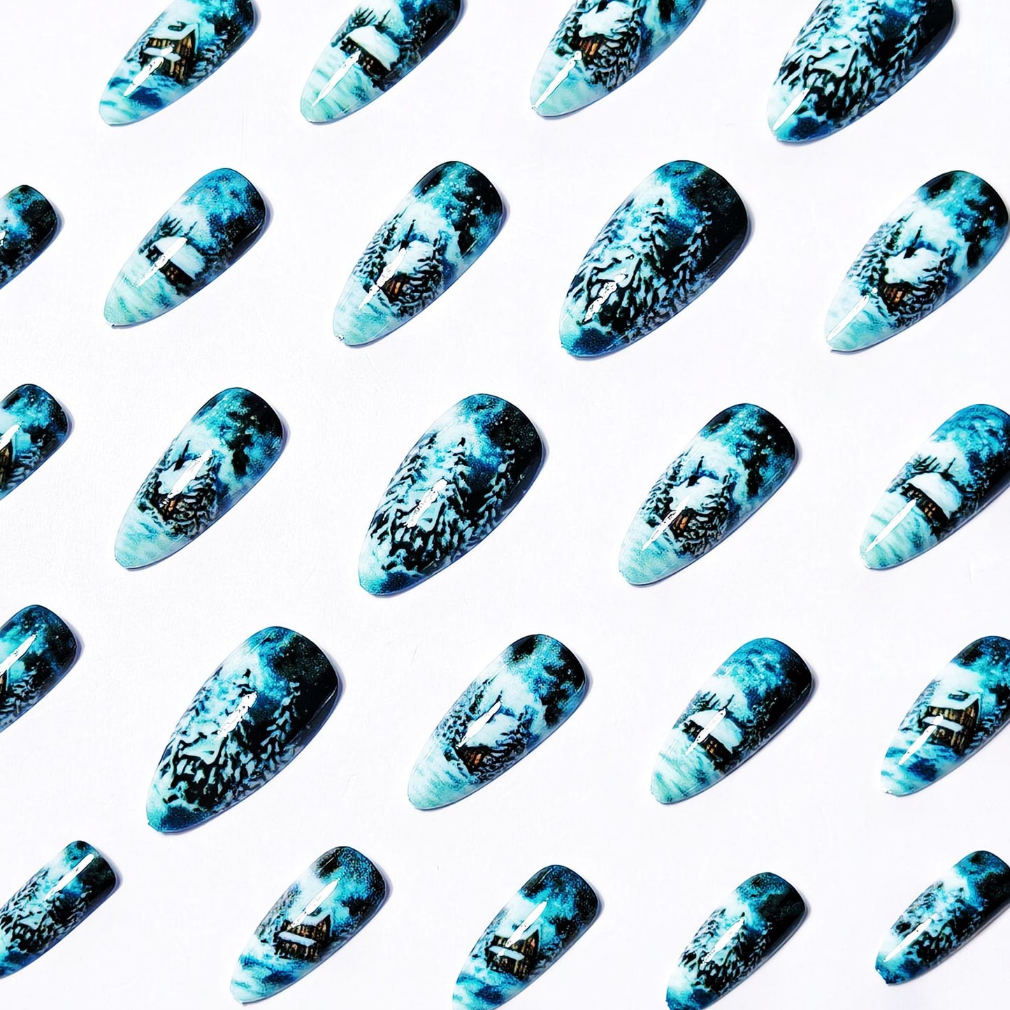 Artistic Winter Cabin Nail Art Acalora