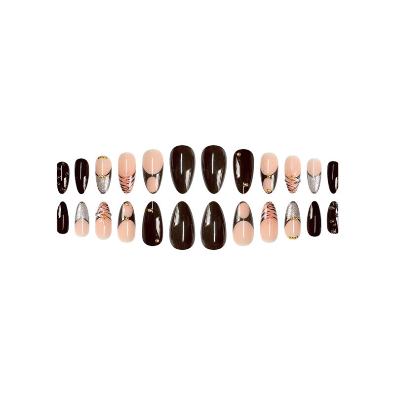 Artistic Stiletto Press-On Nail Art with Butterfly Accents Acalora