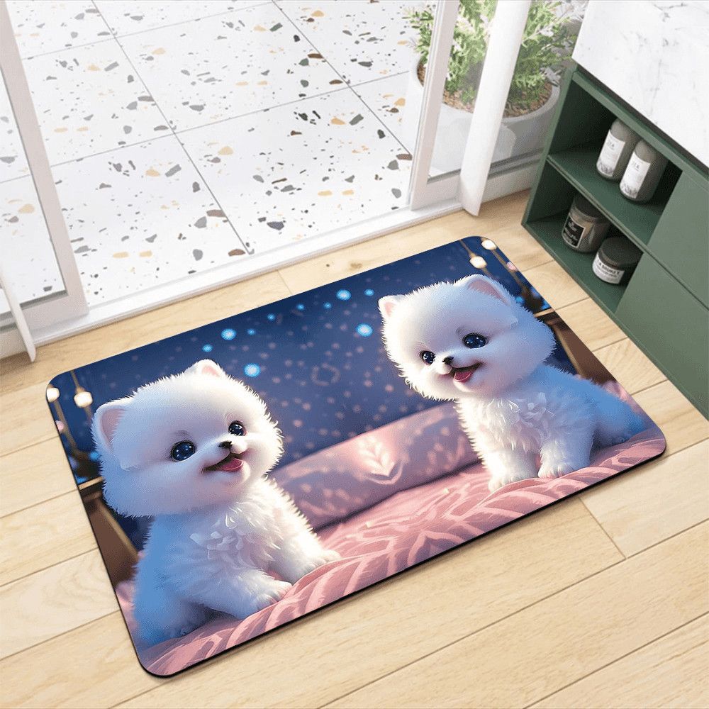 Adorable Pomeranian-Themed Bath Rug