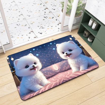 Adorable Pomeranian-Themed Bath Rug