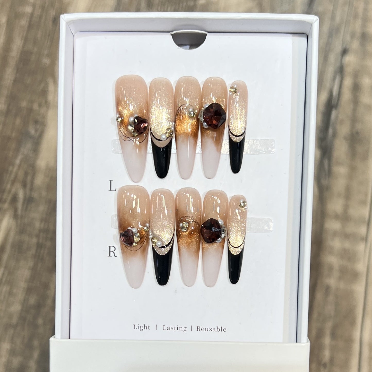 Elegant Stiletto Press-On Nail Set with Decorative Accents Acalora