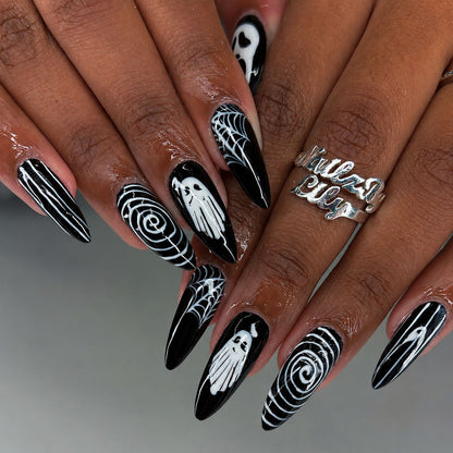Gothic Themed Stiletto Press-On Nails Acalora