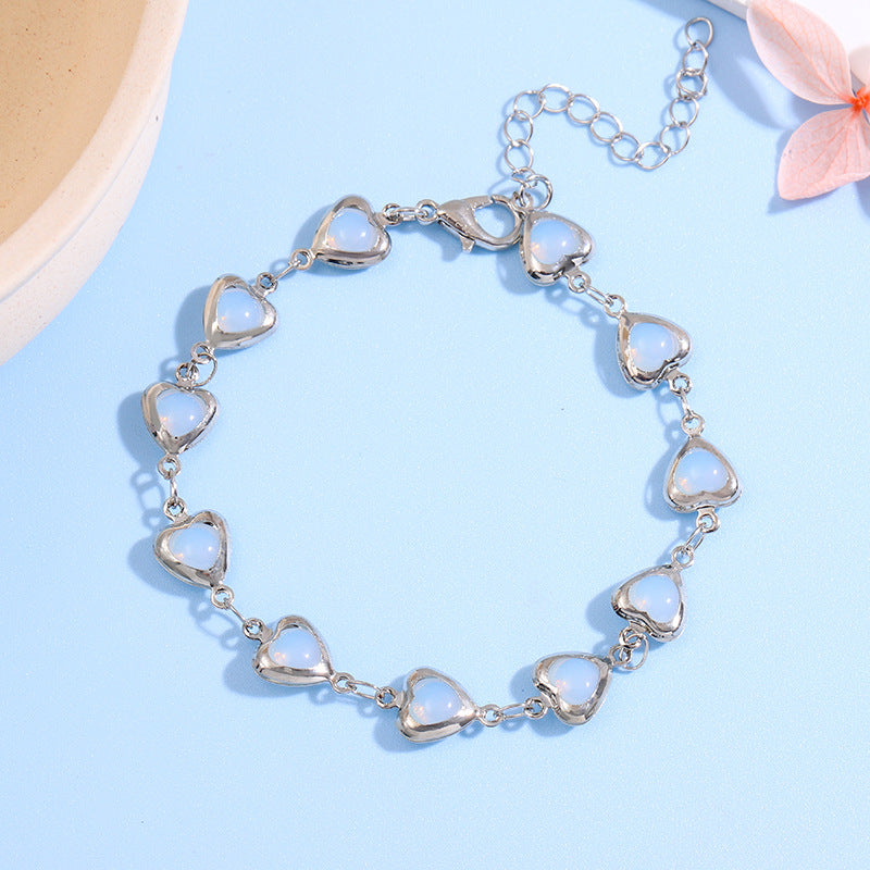 Heart-Shaped Link Anklet Acalora