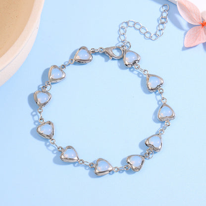 Heart-Shaped Link Anklet Acalora