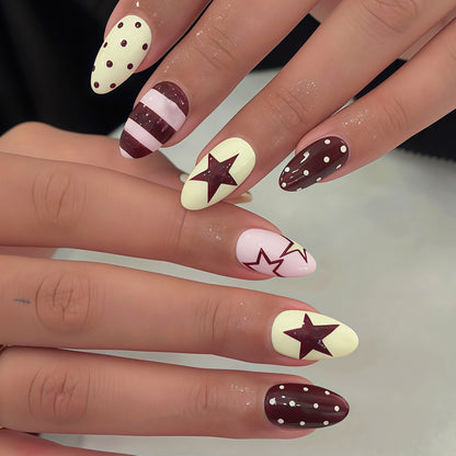 Artistic Star Pattern Press-On Nail Set Acalora