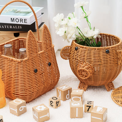 Decorative Animal-Shaped Woven Storage Basket Acalora