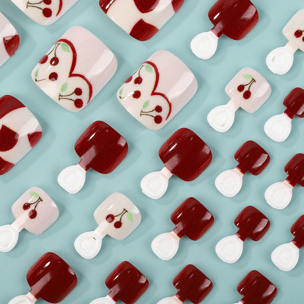 Artificial nails with fresh cherry design Acalora