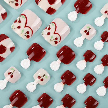 Artificial nails with fresh cherry design Acalora
