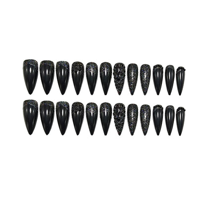 Artificial nails in elegant stiletto design with sparkling rhinestone appliqués Acalora