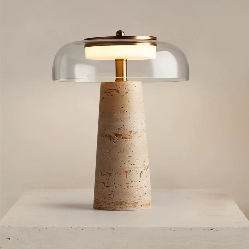 Modern Sculptural Table Lamp with Elegant Glass Top