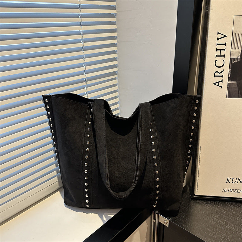 Chic Studded Suede Tote Bag Acalora