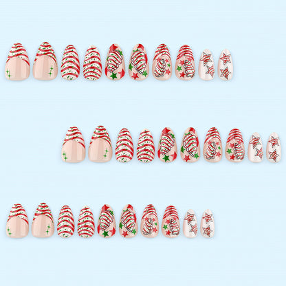 Artificial nails in festive Christmas design with colorful accents Acalora